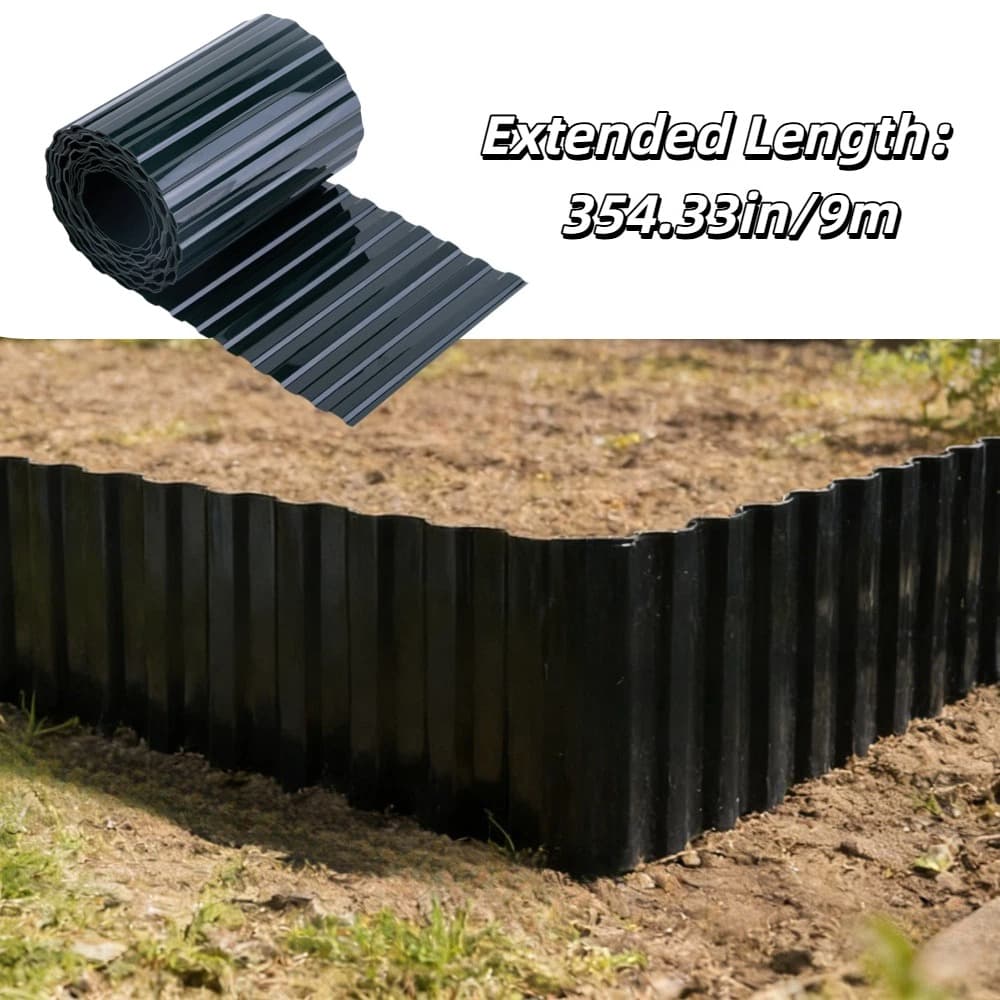 TEMU 1roll Heavy Duty Button Garden Border Edging, 354.33in X 3.94in, Durable Pet Material, , Sturdy , Dark Edging, Ideal For Flower Beds, Garden Borders, , Landscaping, Patio