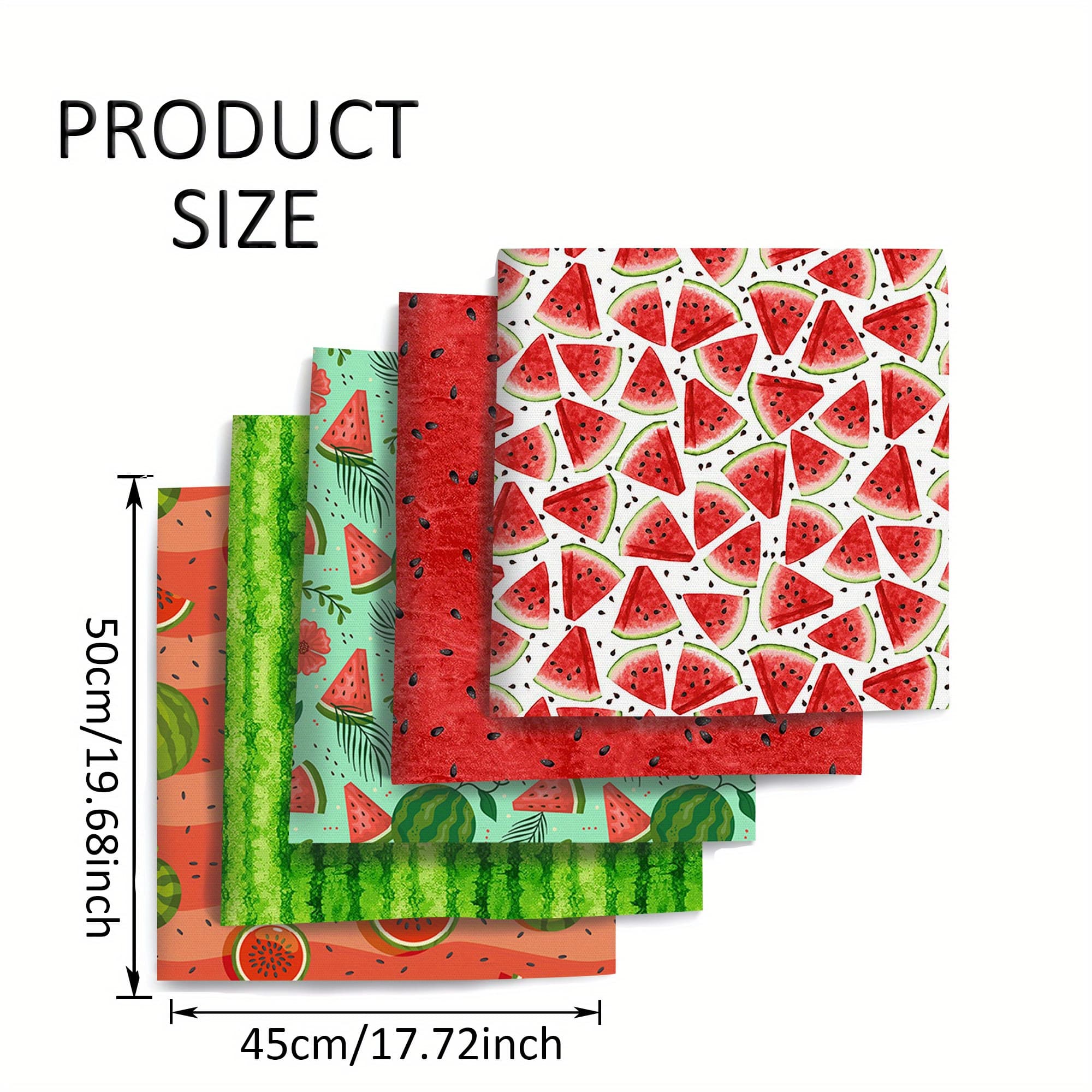 TEMU 5pcs/set (50x45cm 19.69 X 17.71in) Summer Watermelon Print Precut Quilting Fabric Bundle, Polyester Quilting Squares For , Crafts Projects, Wallet Making 100% Polyester Fabric
