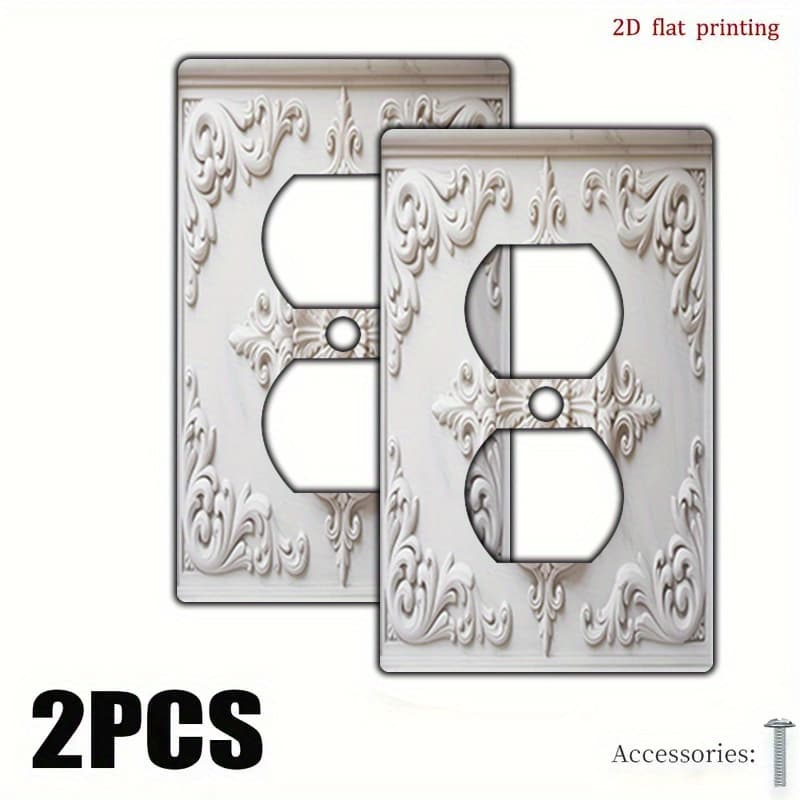 TEMU [2d Flat] 2pcs Vibrant Wall Plate Light Switch Cover - Colorful , Decorative Receptacle Guard For Light Switches And Outlets, Home Decor,
