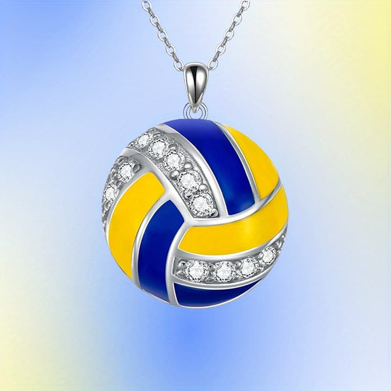 TEMU 1pc Pendant Necklace - Coated Basketball/volleyball/baseball - Non-precious Electroplated Jewelry Gift For /, Valentines, Birthdays, Parties - Wear For - Style & Fans Gift, For Teenager
