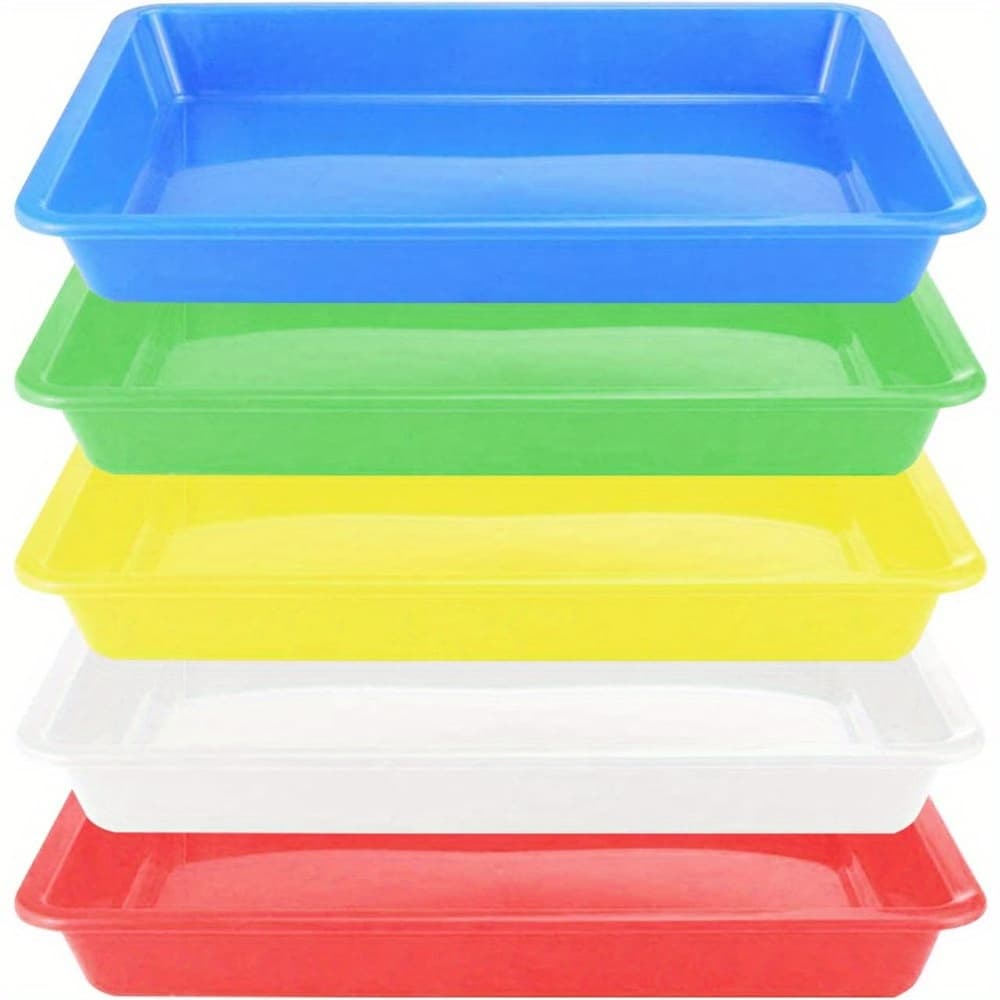 TEMU 5pcs Stackable Organizer Trays, Multicolor Plastic Rectangle Art Trays, Fun Home Activities Organizing