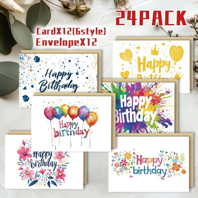 TEMU 24pcs Set With Envelopes Birthday Greeting Cards For Multiple Occasions, Mixed With Blank Greeting Cards For , Family, Colleagues, Christmas And New Year Gifts