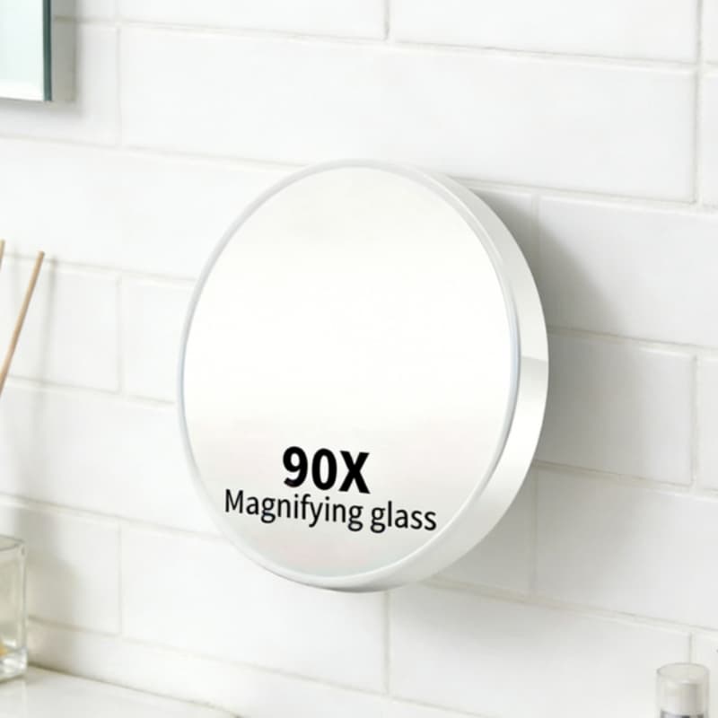 TEMU 90x Magnification Suction Cup Mirror Suitable For Home & Salon Use - Super Powerful Portable Makeup Mirror With Hook Hole, Magnifier For, Skincare Tool For Travel, & Bathroom Mirror Attachment