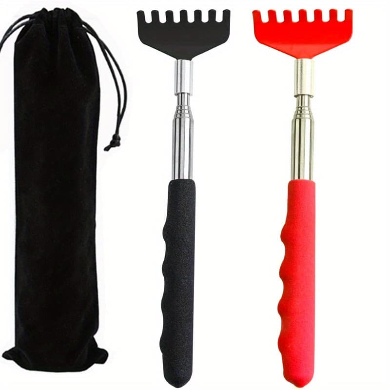 TEMU 2/3pcs Extendable Back Scratcher, Stainless Steel Portable Telescopic Back Scratchers For Men Women With Rubber Handle