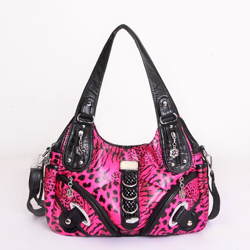 TEMU Cross-border 2026 New Women's Shoulder Bag Leopard Print Studded Large Capacity Women's Bag Casual Tote Crossbody Bag
