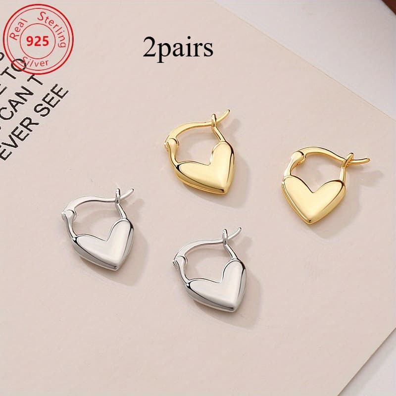 TEMU -s925 Sterling Silvery - Ear Loops - Hypoallergenic - Do Old Vintage Fashion Style - Valentine's Day - Day Gift