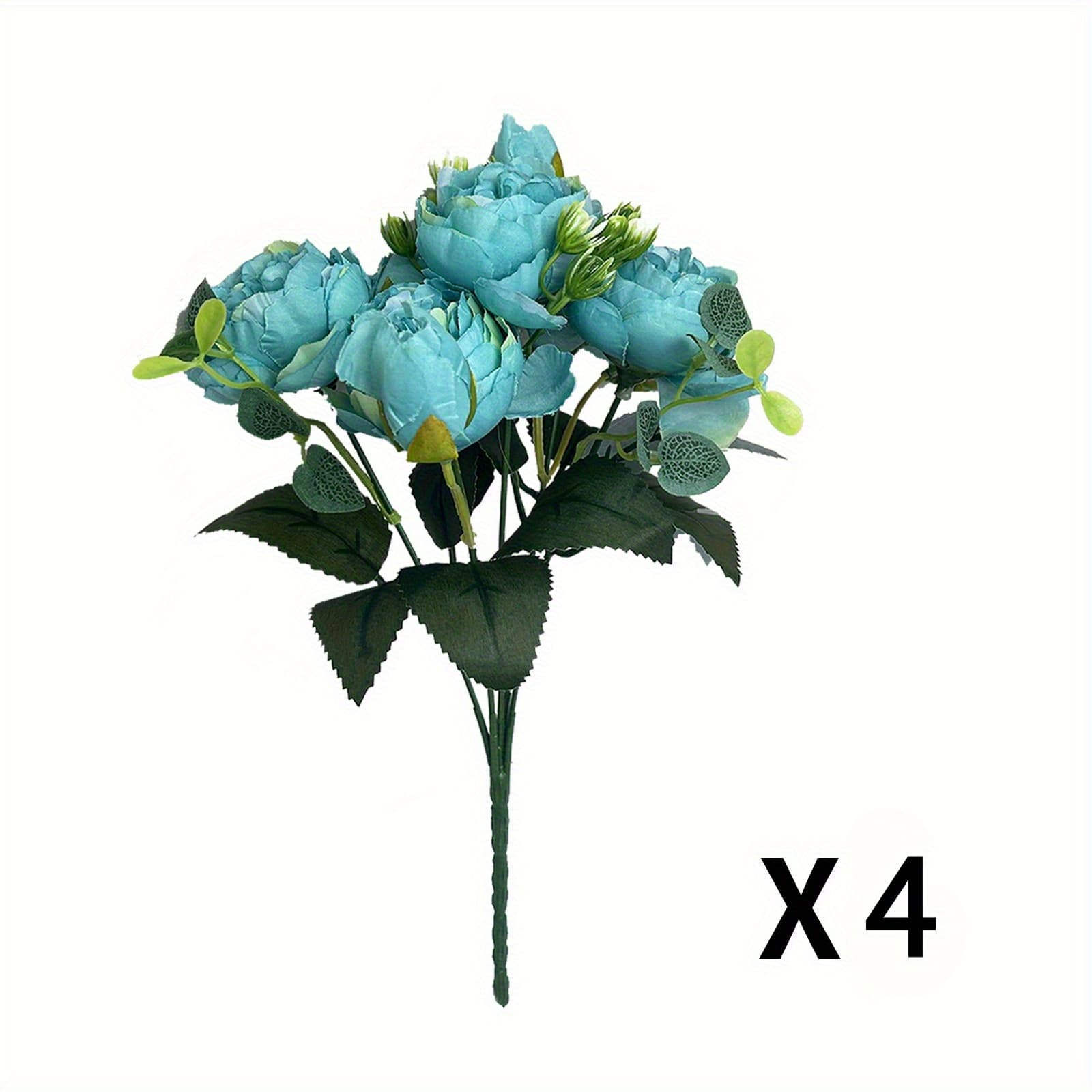 TEMU 4pcs, 5 Heads Peony Rose Artificial Bouquet, Rustic Home Proposal Decoration, Trendsetting Photo Flower Arrangement Decoration, Plastic Bouquet Fake Flowers No Maintenance Needed