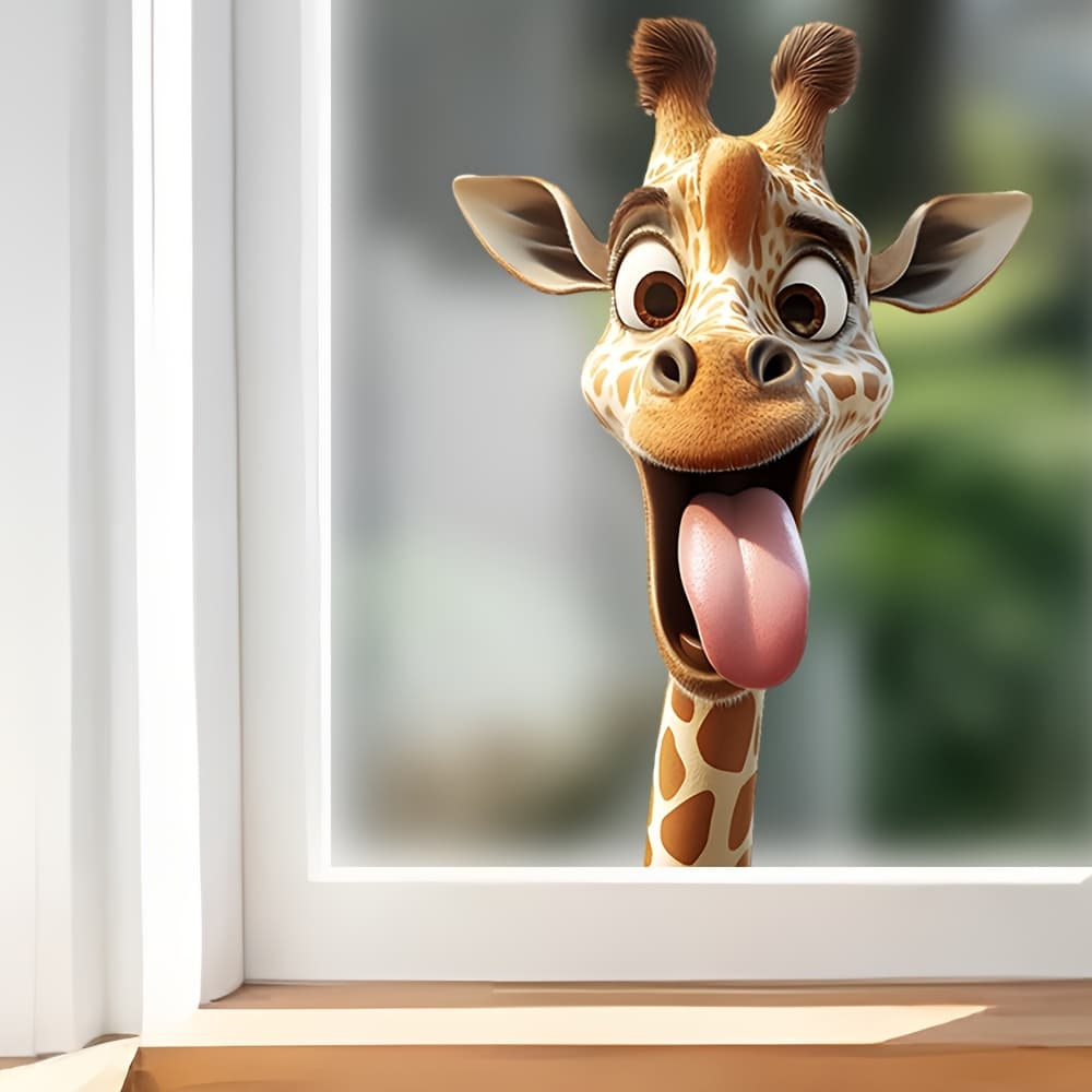 TEMU Spring Giraffe Window Stickers Animal Window Stickers, Giraffe- Themed Detachable Pvc Glass Stickers, Suitable For Bathroom, Kitchen And Room Decoration
