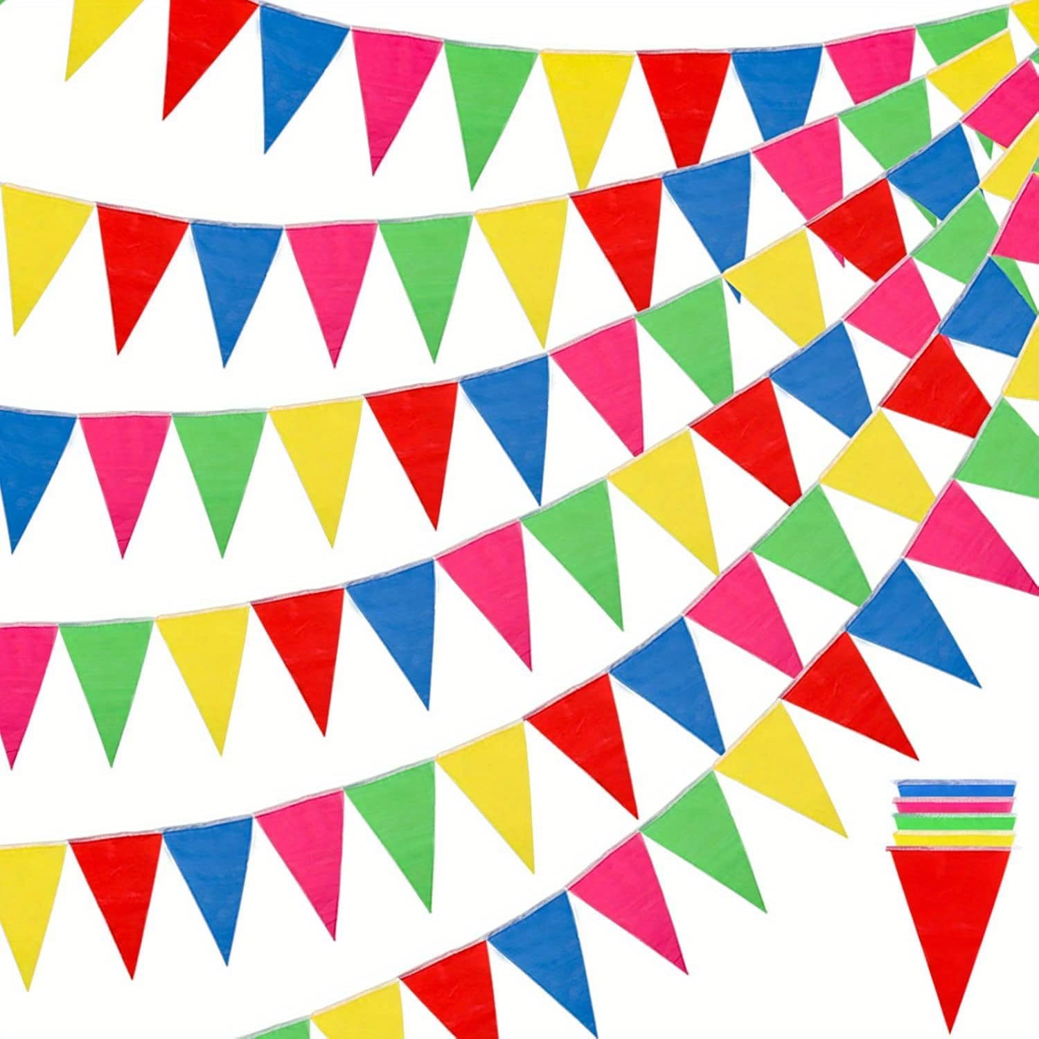 TEMU 262ft 150pcs Colorful Pennant Banner Flags Multicolor Bunting String Flags Bulk, Garland For , Carnival Theme Birthday Party Decoration Outdoor Events Classroom Decor
