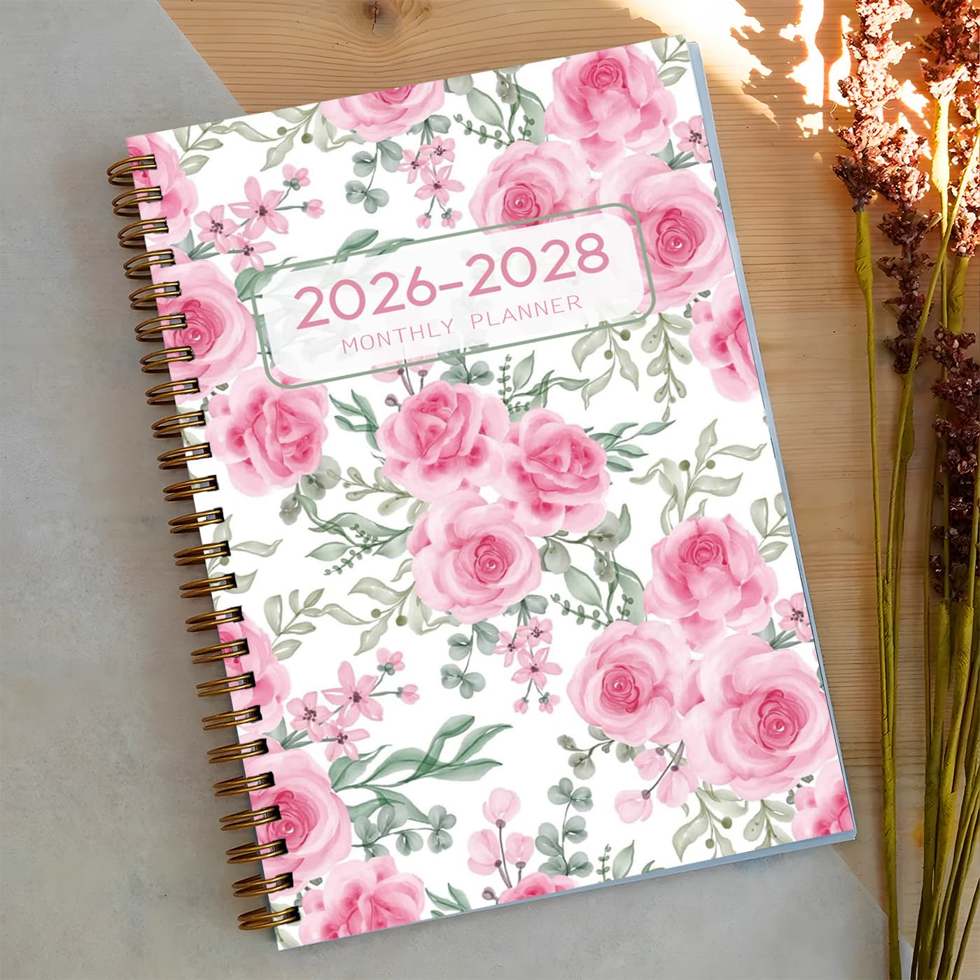 TEMU 1 Pack Professional 2026-2028 Monthly Planner | New Year Present Idea | Floral .5x8.3 Inch With Calendar, Contacts, Notes Pages | For Professionals