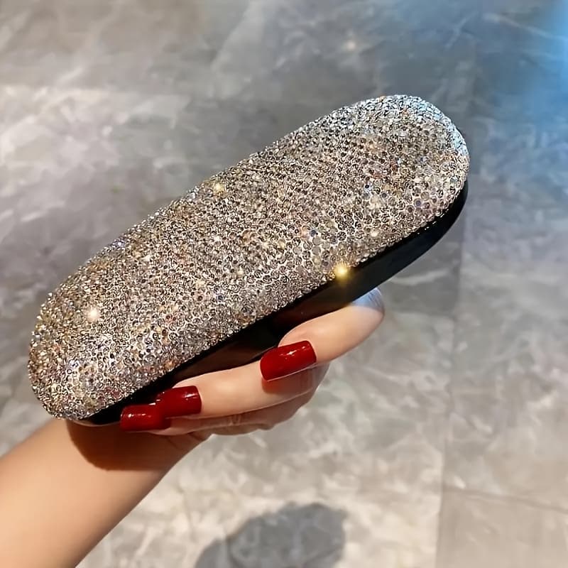 TEMU 1pc A Luxurious Glasses Case With Crystals, Made From Stylish Faux Leather, Designed For High-end Women' Storage, Durable And Elegant, Perfect For Holding Glasses