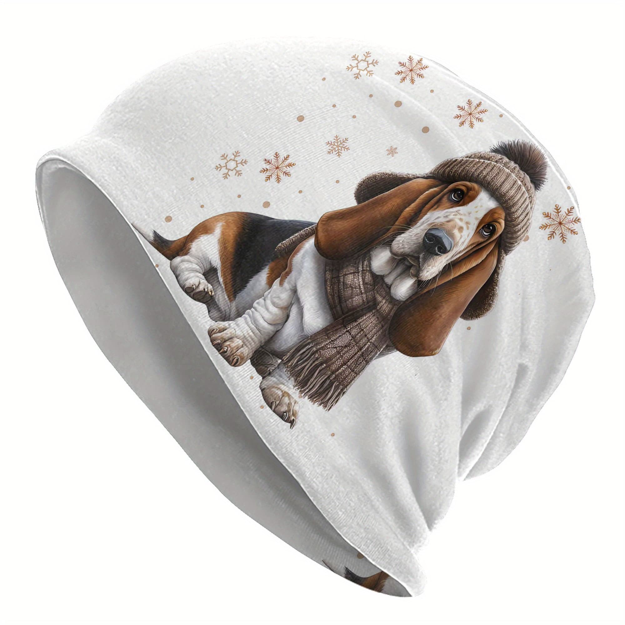 TEMU Biihudu Basset Hound Hat For Men - Funky Dog Lover Beanie With Basset Hound Face, Soft Comfortable Suitable For Basset Hound Owners & Fans, Novelty Accessory