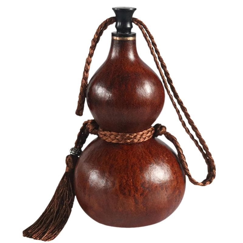 TEMU Wooden Gourd Water Bottle With Glossy Sealable Lid - Brown, Suitable For , Outdoor Use, Cosplay Props, Housewarming Gifts, Symbol Of Wealth, Travel - Wooden Container