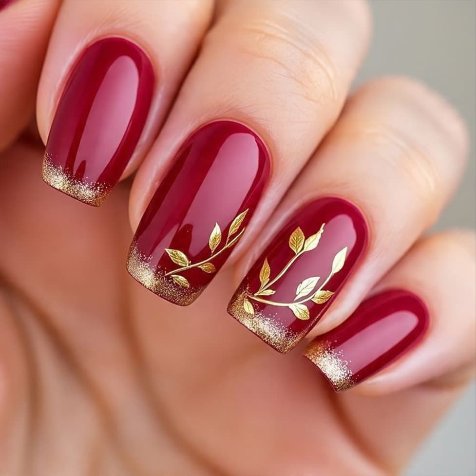 TEMU 48pcs Of Red Glitter Medium Long European Square , With A Glossy Feel And Plant Decoration - Suitable For Women