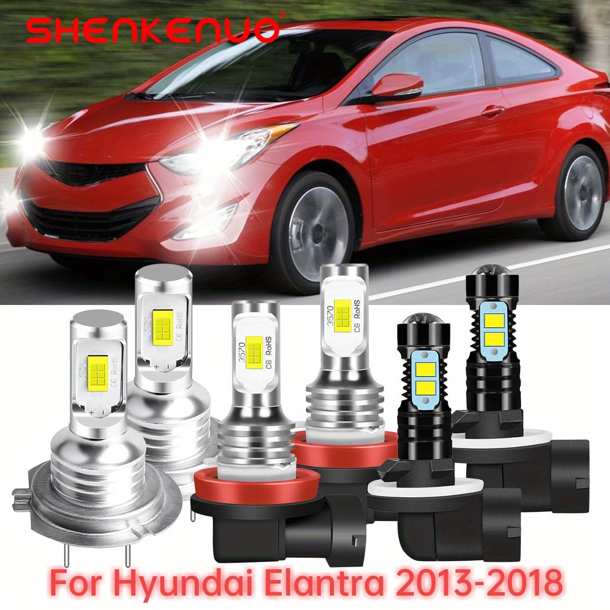 TEMU Super Led Headlight Bulbs Kit For -2018, H7 H11 High Low Beam Bulbs 881 Fog Light Bulbs Combo, Plug And Play, Pack Of 6, Without Battery