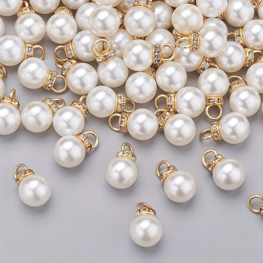 TEMU 100pcs 12mm Acrylic White Pendant With Decoration, Used For Diy Hanging Earrings, Necklace Jewelry Making