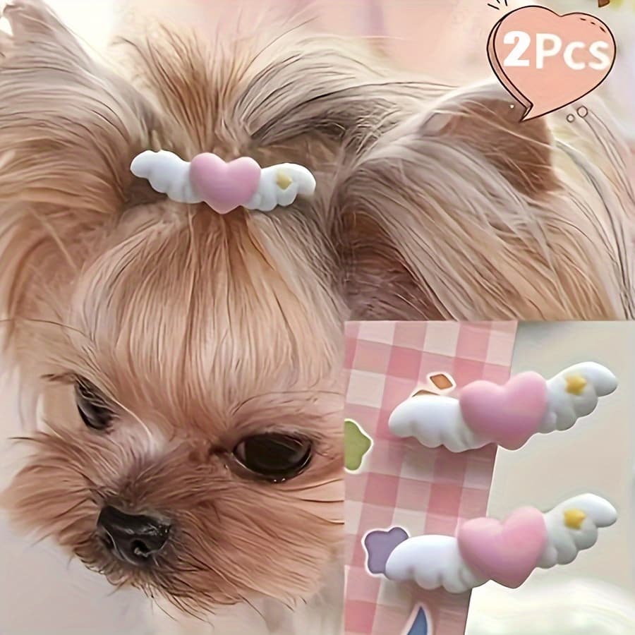 TEMU 2pcs -shaped Pet Hair Clips | Pet Hair, Pink And Peach Colors, Dog Hair Accessories