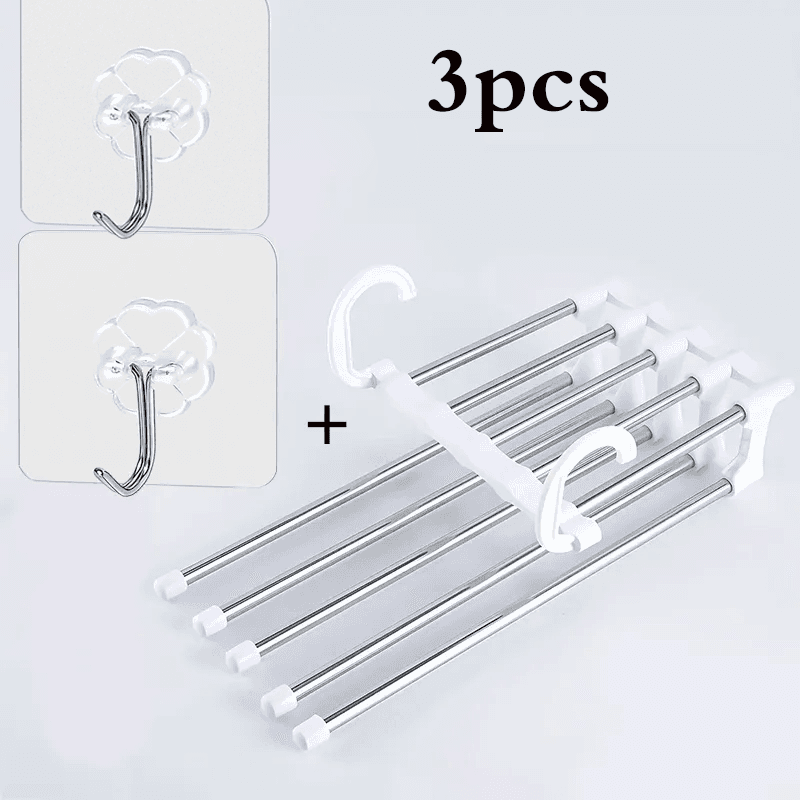 TEMU 3pcs 9-layer Space-saving Metal Pants Rack With Anti-slip Coating, Stainless Reduces Clutter By 80%, Pants Hangers, Skirt Hangers For Women