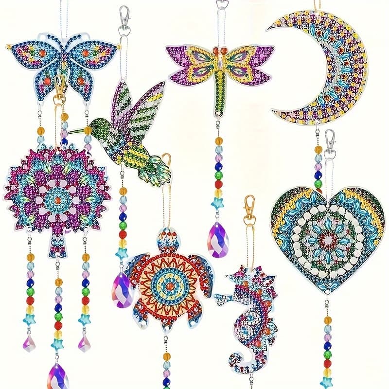 TEMU 8pcs Sun Catcher Wind Chime Diy Kit Sun Catcher Adult Diy Home Decoration Crystal Hanging Ornament