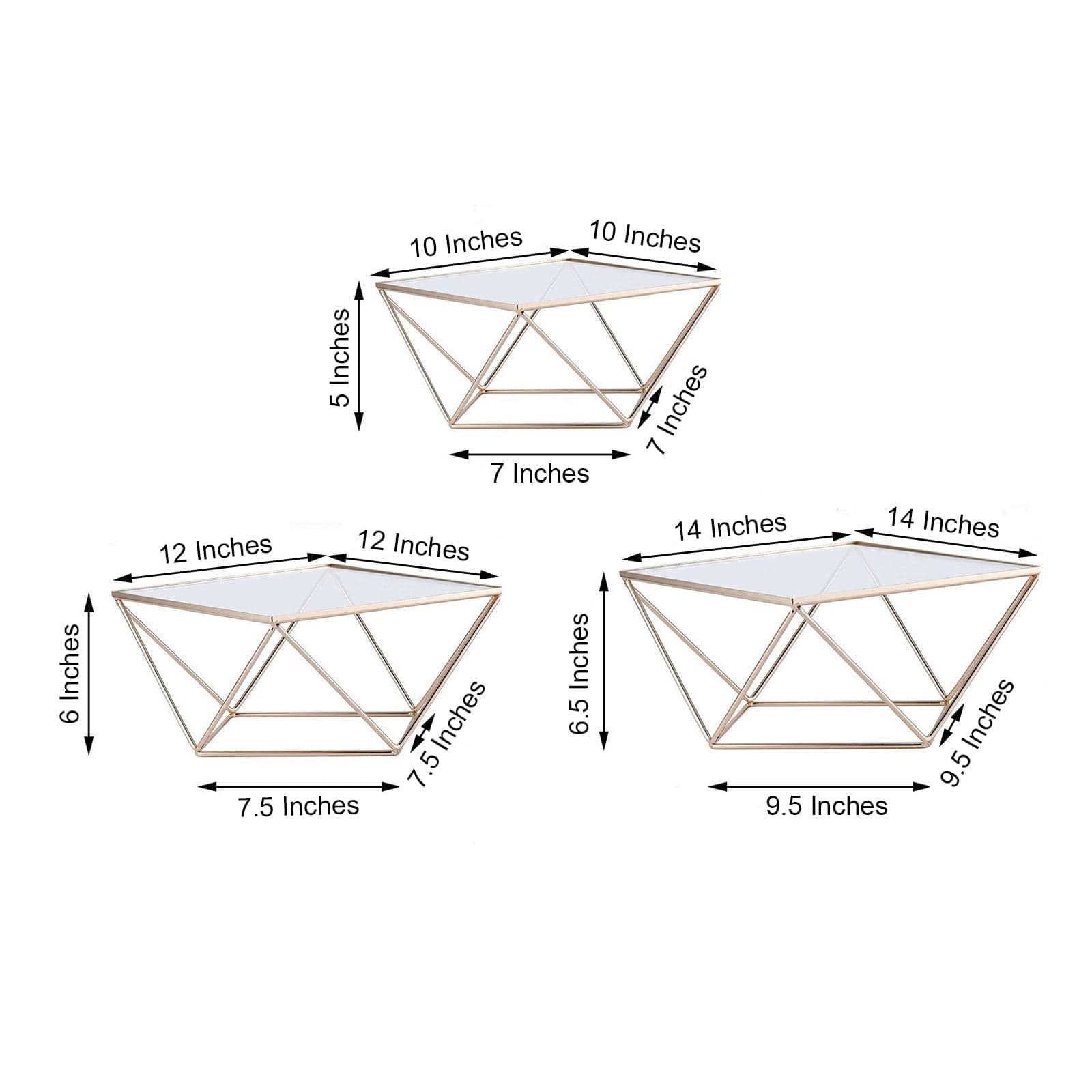 TEMU Collection Of 3 | Golden Metal Cake Stand, Geometric Stackable Dessert Stands With Square Plastic Tops, At Warehouse, Perfect For Halloween And Kitchen Decor