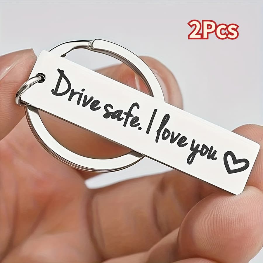 TEMU Set Of 2 Keychains For Men: ', I Love You' In Silvery Stainless Steel, Perfect Gift For A Husband Or Boyfriend