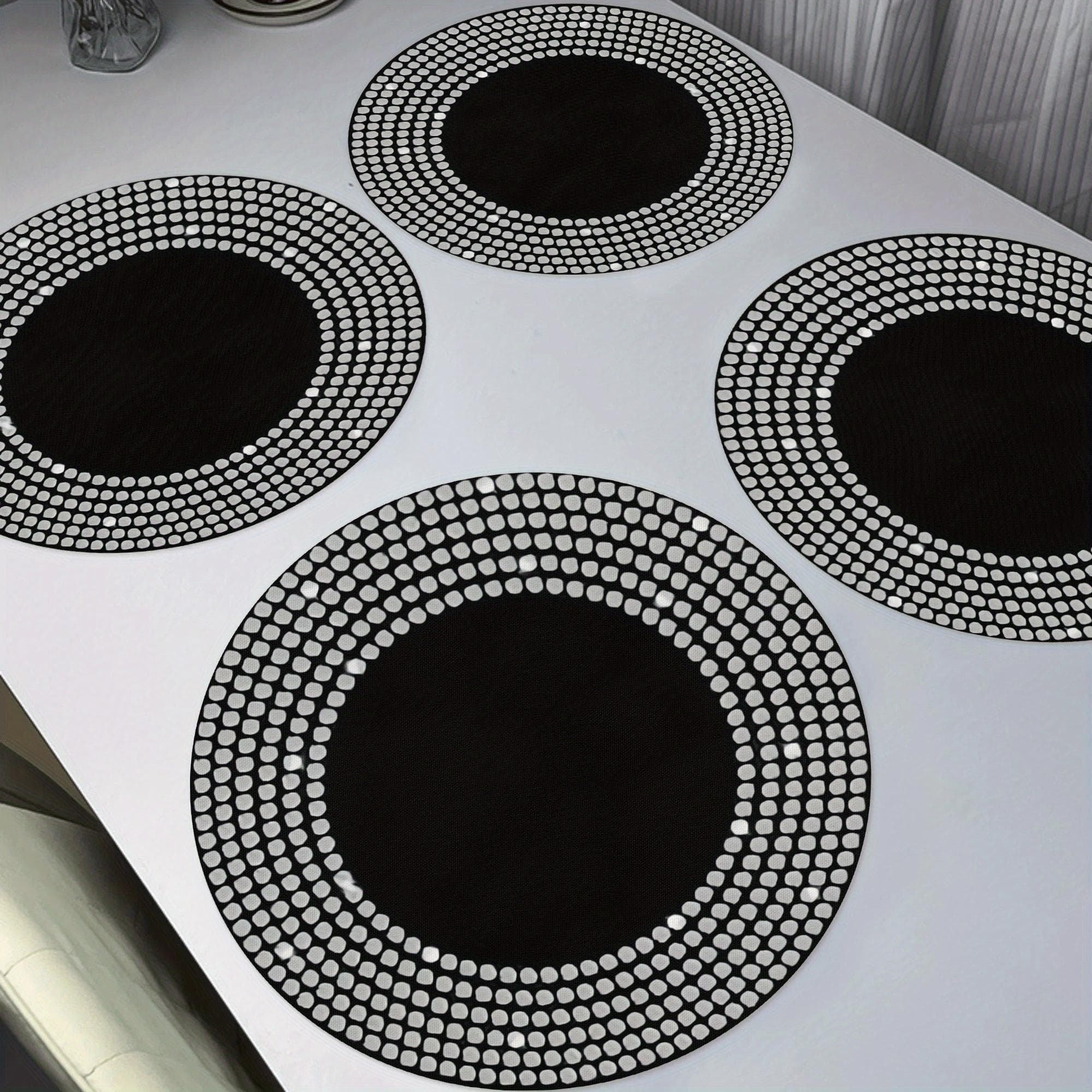 TEMU 4pcs Silvery Dots Placemats, Round Table Mats For Home Decor Non-slip Mats For Daily Holiday Wedding Banquet Party Kitchen Dining Table Decoration