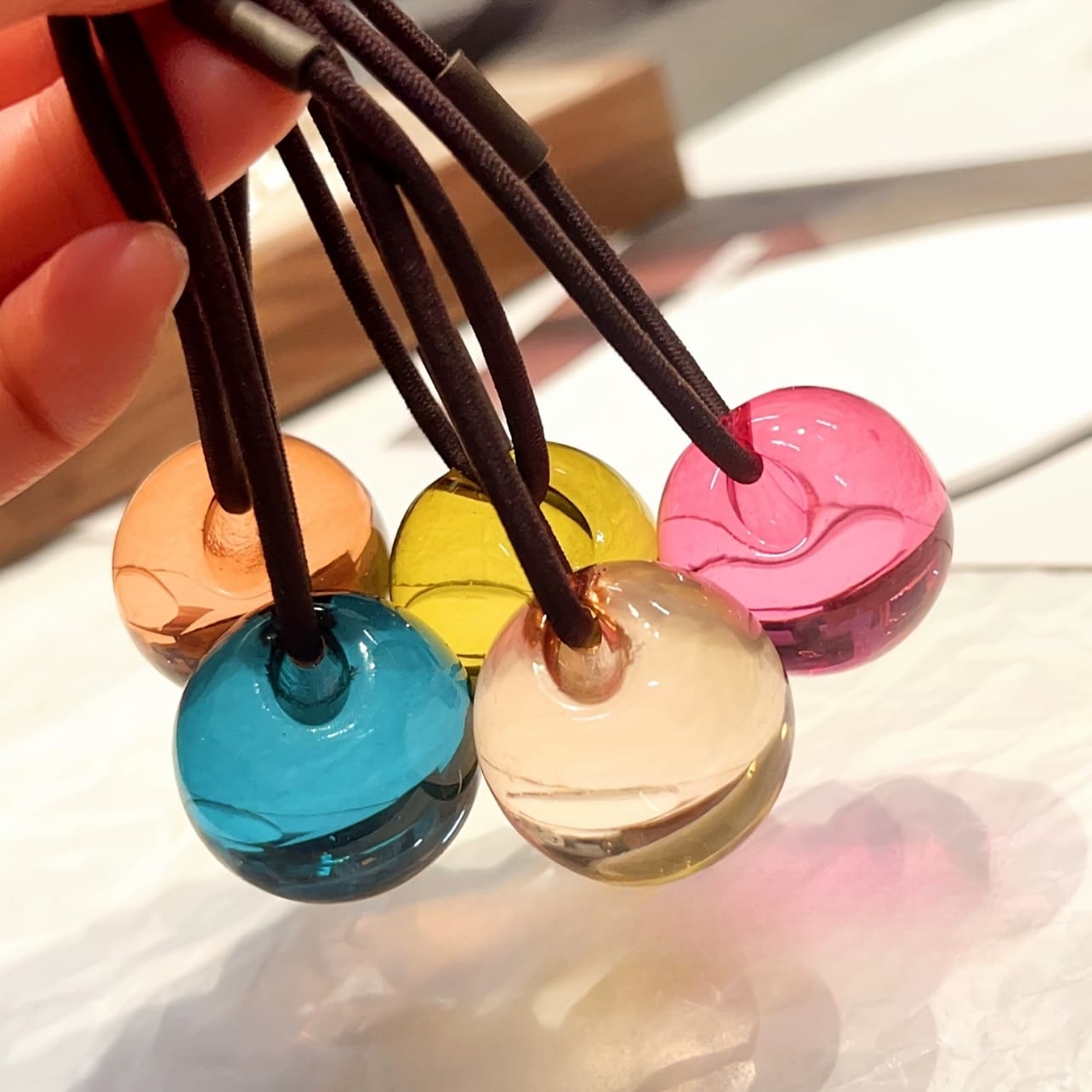 TEMU 5pcs Set Colorful Beaded Hair Ties - Cute And Elastic Ponytail Holders For Women And, Perfect Christmas Gift, Fashionable Daily Wear Additions