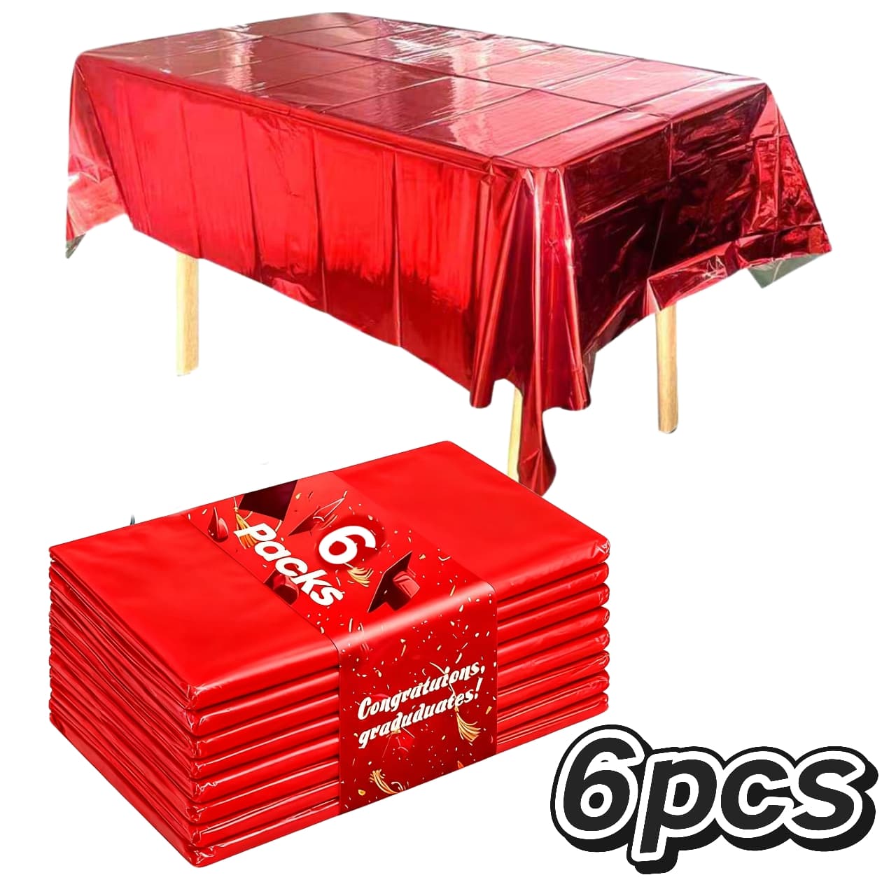TEMU 6pcs/3pcs Premium Metallic Shimmer Tablecloths - Disposable Party Decorative Tablecloths, Suitable For Weddings, New Year, Birthdays, Party , In Multiple Colors, Ideal Party Decoration Supplies