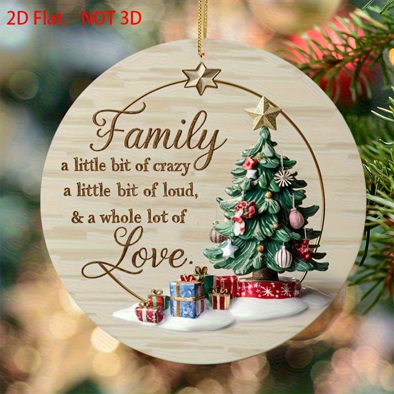 TEMU 2d Flat, 1pc Ornament- Family - Wooden Holiday Hanging Decoration- No Electricity Required- Suitable Home, Desktop- Tree Decoration- - Loop Easy To Hang, 2d Flat