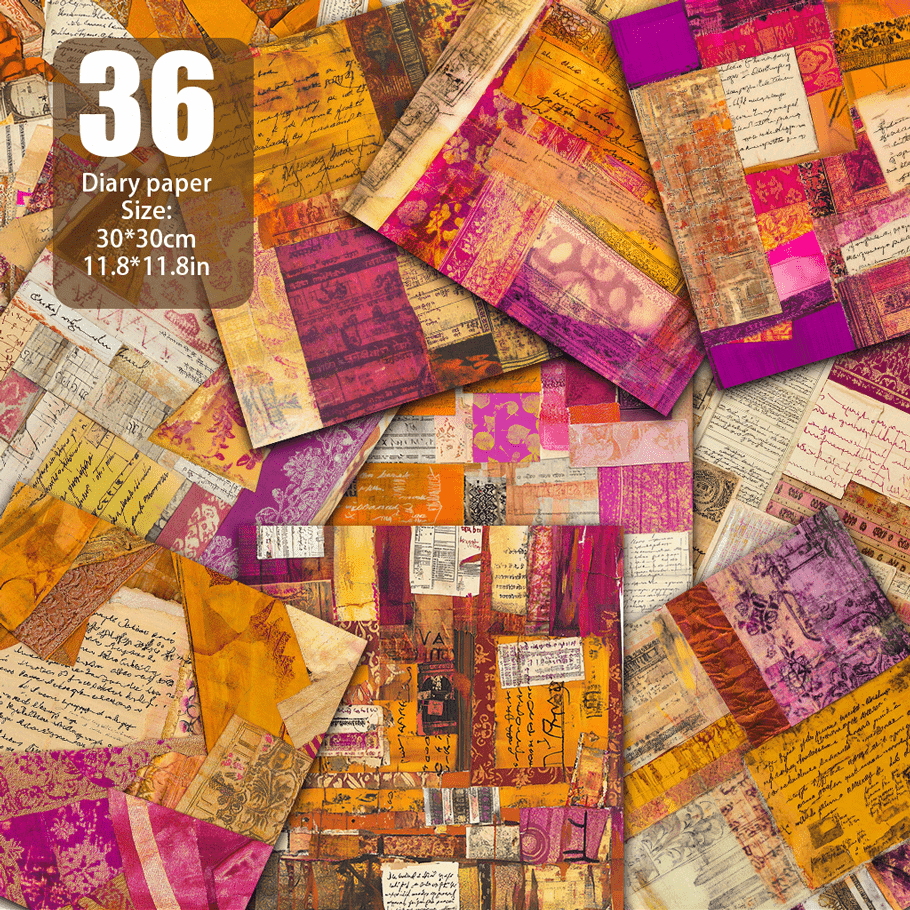 TEMU 36 Sheets Of Collage Art Paper, Decorative Paper Suitable For Handmade Background Decoration Rubbish Diary And