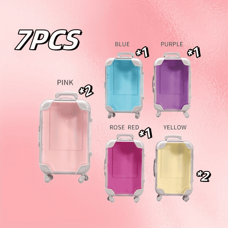 TEMU Mini Suitcase Party Gift Set 7pcs Set- Wheeled Mini Suitcase Storage Box, Small Item Organizer- Ideal For Travel, Birthday/bachelorette Party, Friend