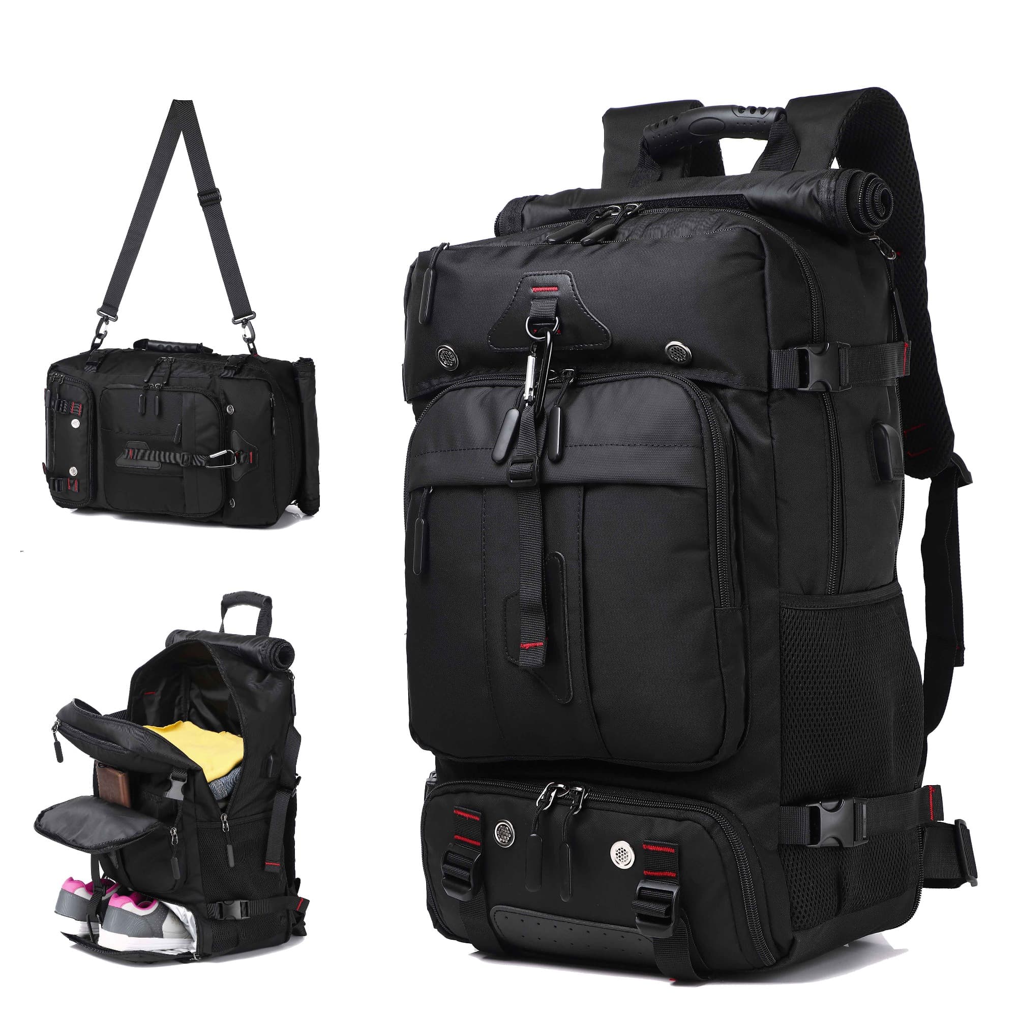 TEMU 1pc Versatile Large Capacity Backpack | 3-in-1 Transformable Shoulder/handbag | Travel/gym Bag With Shoe Storage | Casual Business Backpack For Men And Women