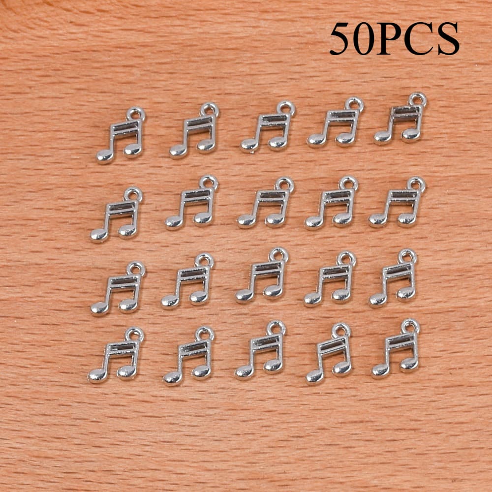 TEMU 50pcs Music Note Charms - Alloy Treble/clef Symbols Suitable For Making, Necklace & Bracelet Accessories (7*8mm) - Music-themed Pendants For Keychains, Hair Clips,