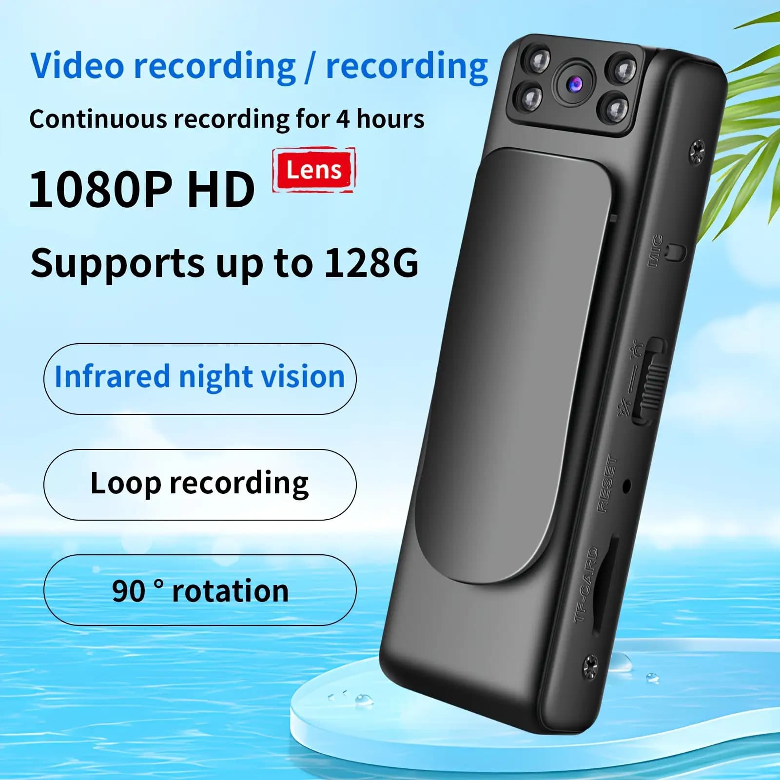 TEMU Smart Voice Recorder - 1080p Hd, 90-degree Rotatable Lens, Handheld Portable Camera, Usb Charging, Perfect Gift For Holidays And Birthdays (sd Card Not Included)