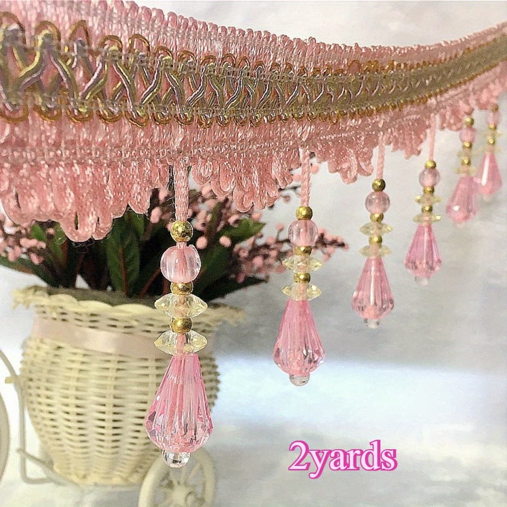 TEMU Curtain Lace Additions, Fringe Pendant Crystal Bead Curtain Head Lace, Bead Lace For Decoration