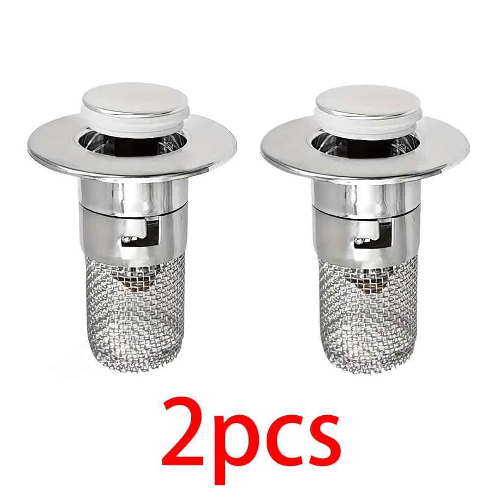 TEMU 2pcs Bathroom Hair Filter, 304 Stainless Steel Mesh + Chrome-plated Plastic, Telescopic Sink Drain Plug, Suitable For 1.34-1.57 Inch Drain Diameter, Integrated Design, Use