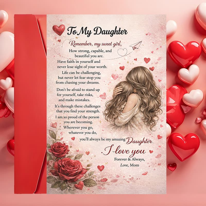 TEMU 1 Greeting Card + 1 Envelopeheartfelt Love To My Daughter Greeting Card Perfect For Mom To Daughter Birthday Anniversary Or Special Encouragement Moments Celebration(envelope + Card)