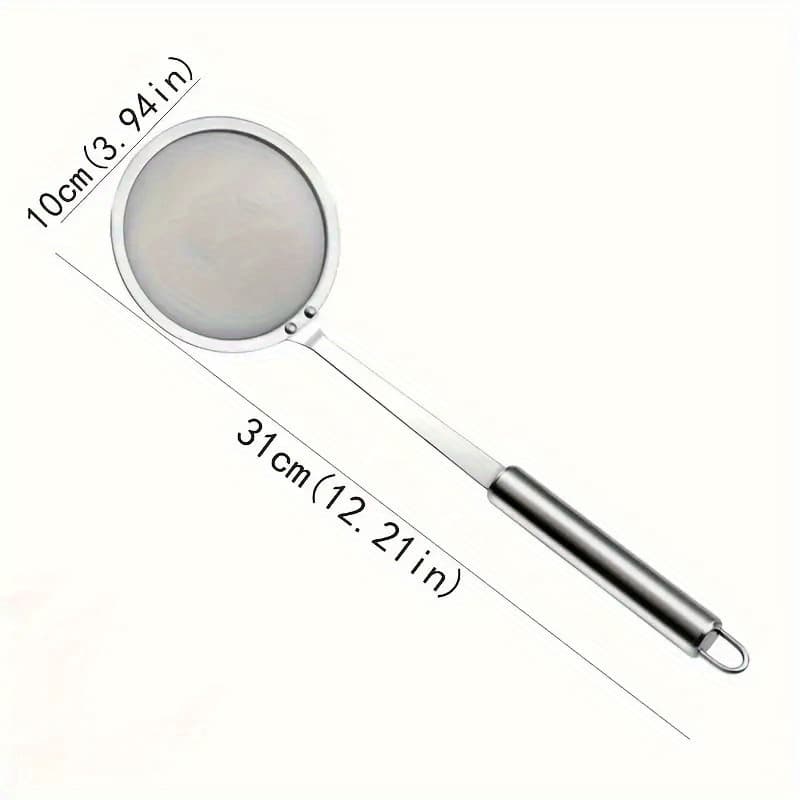 TEMU Hot Pot Skimmer- Stainless Steel Fine Mesh Strainer Skimming Grease And Foam, Long Handle Wire Mesh Strainer, Kitchen, Kitchen Supplies