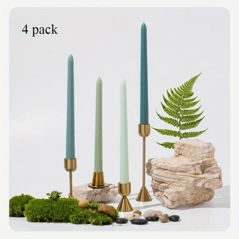 TEMU Cone-shaped Candle Set Of 4, Colorful And Unscented, 9.84 Inch Long Taper Candle For Holidays, Church, Devotional, Celebration & Party, Wedding Banquet Atmosphere, Decor, Christmas Dinner Candles
