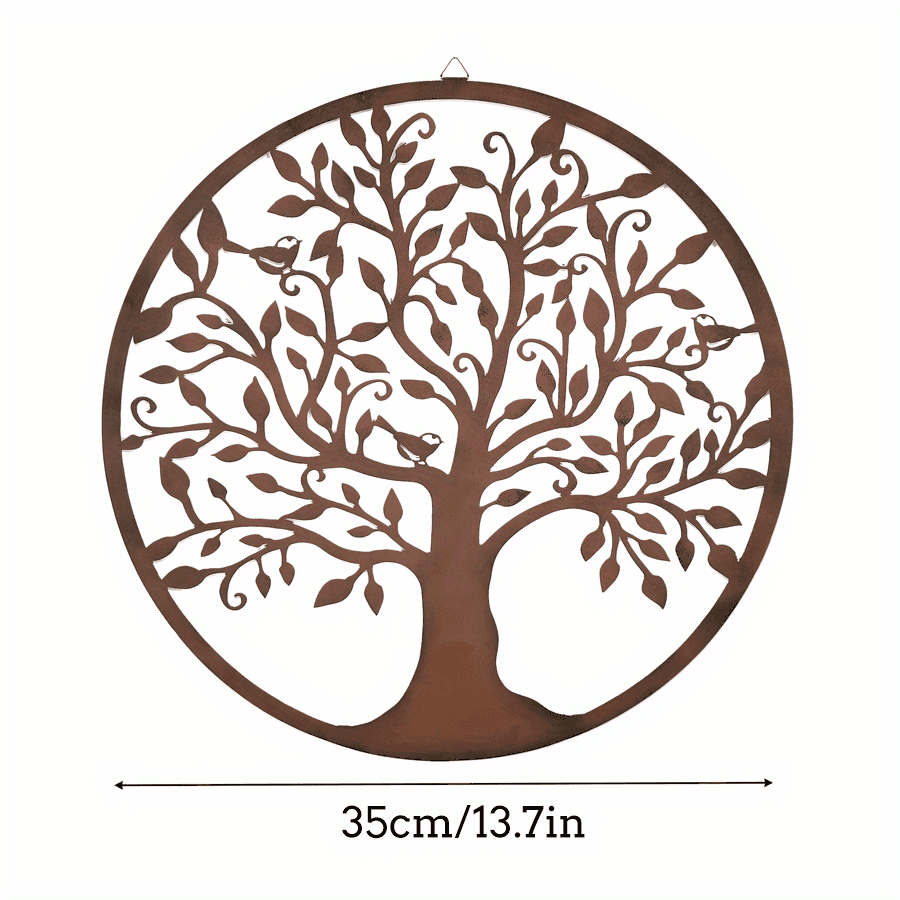 TEMU 35cm Rustic Metal Tree Of Life Wall Decor - Vintage Design, Authentically Rusted, Perfect For Indoor And Outdoor Decoration, Great For Christmas, Easter, And Thanksgiving