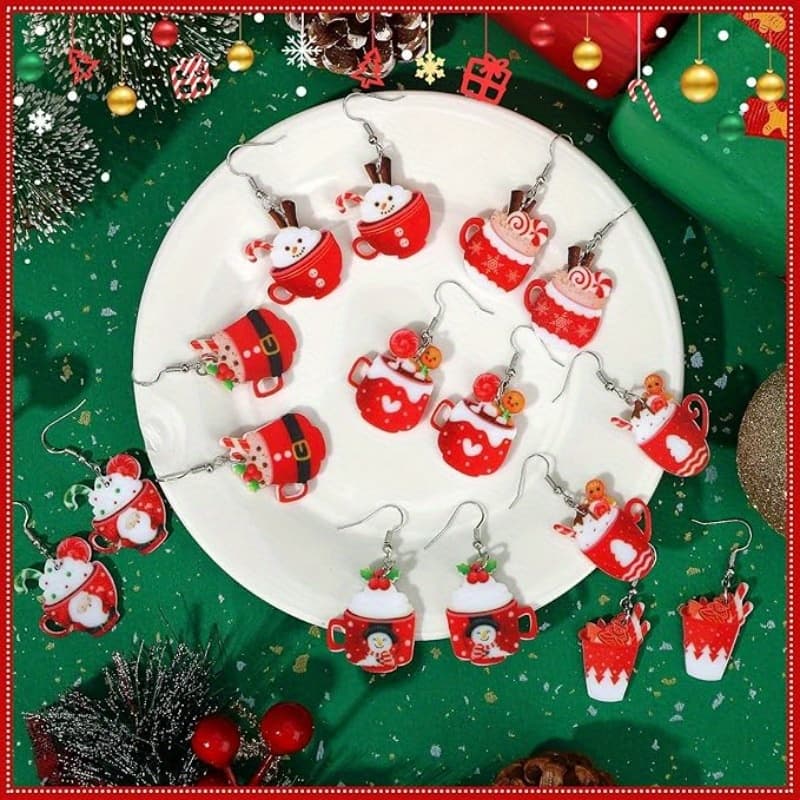 TEMU 8 Pairs Festive Christmas Earrings For Women, Double-sided Acrylic Holiday Earrings Set Featuring , Christmas Tree, Gingerbread Men & , Cute Jewelry Gifts For Women, Party, Decor