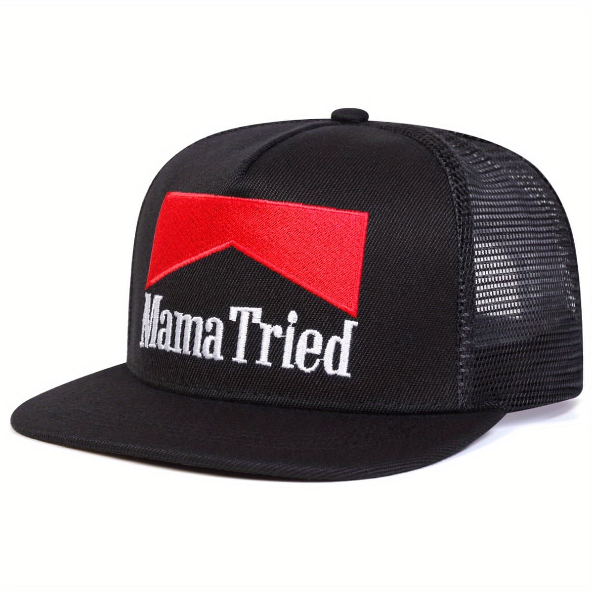 TEMU 1pc Men's Baseball - Adjustable Mesh Trucker Hat With Logo, Lightweight & Breathable For Outdoor Activities, Travel, And Casual Wear, Travel | Logo | Breathable Mesh Design