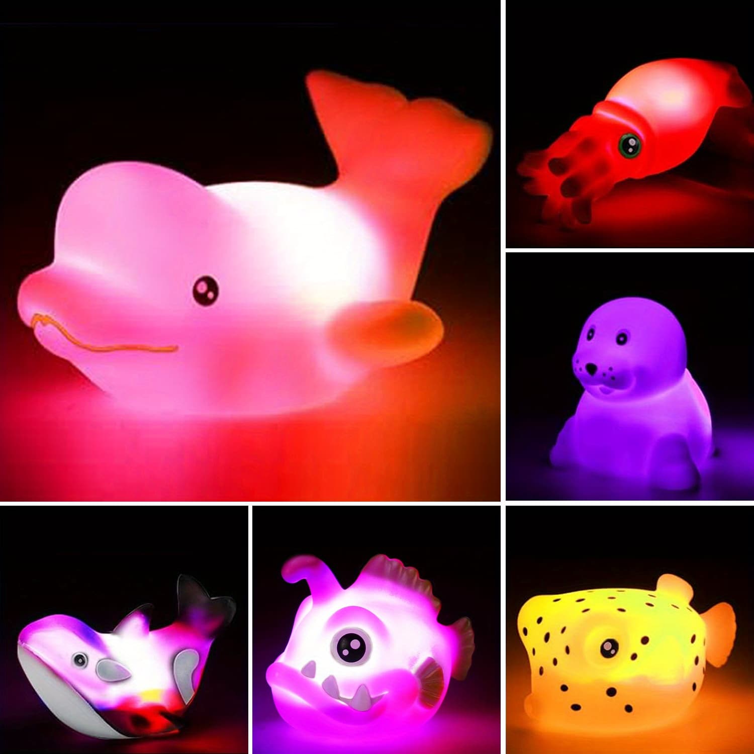 TEMU 6pcs Light Up Bath Toys For Kids, Fun Bath-time Gifts For Birthdays - Ideal For Use In The Shower, Bathtub Random Colors