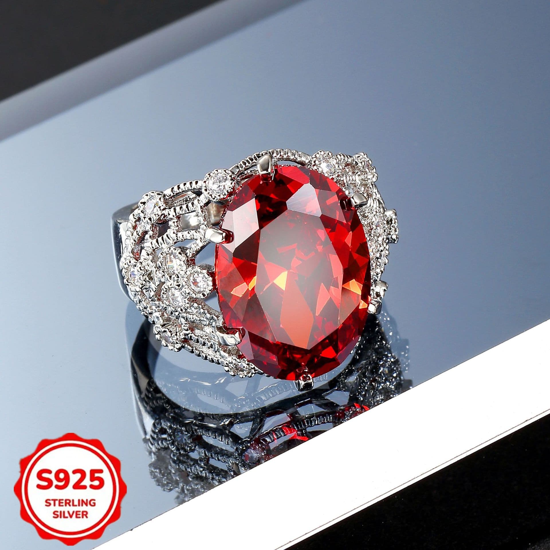TEMU Exquisite Luxury 925 Sterling ' Fancy Ring, Fashionable Ladies' Versatile Wedding Ring, Banquet Jewelry