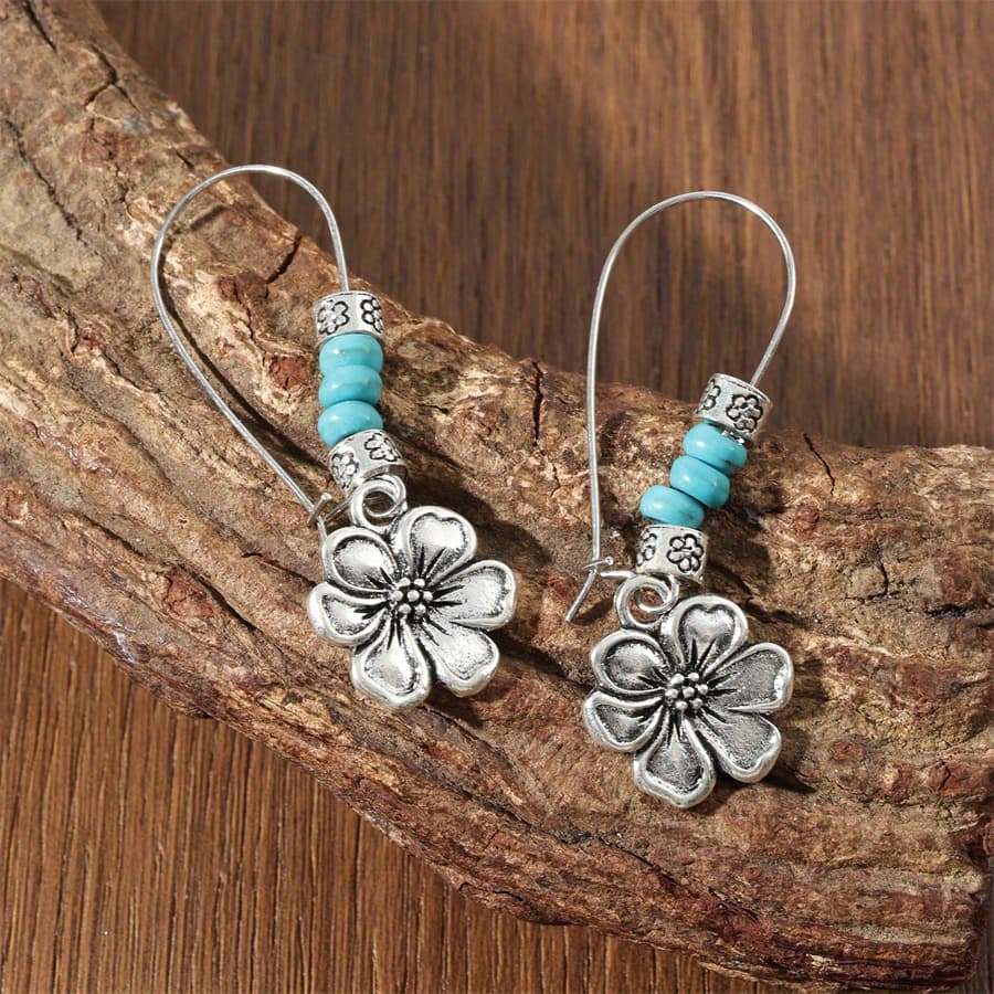TEMU 2pcs Of S925 Silver Fashionable And Exquisite Bohemian Flower Earrings, Men's And Women's Earrings, Birthday Party Anniversary Gifts, Jewelry.