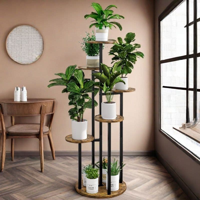 TEMU 6-tier Plant Stand Indoor, Tiered Plant Stands For Indoor Plants Multiple, Corner Flower Stand For Living Room, Vintage Design Plant Shelf