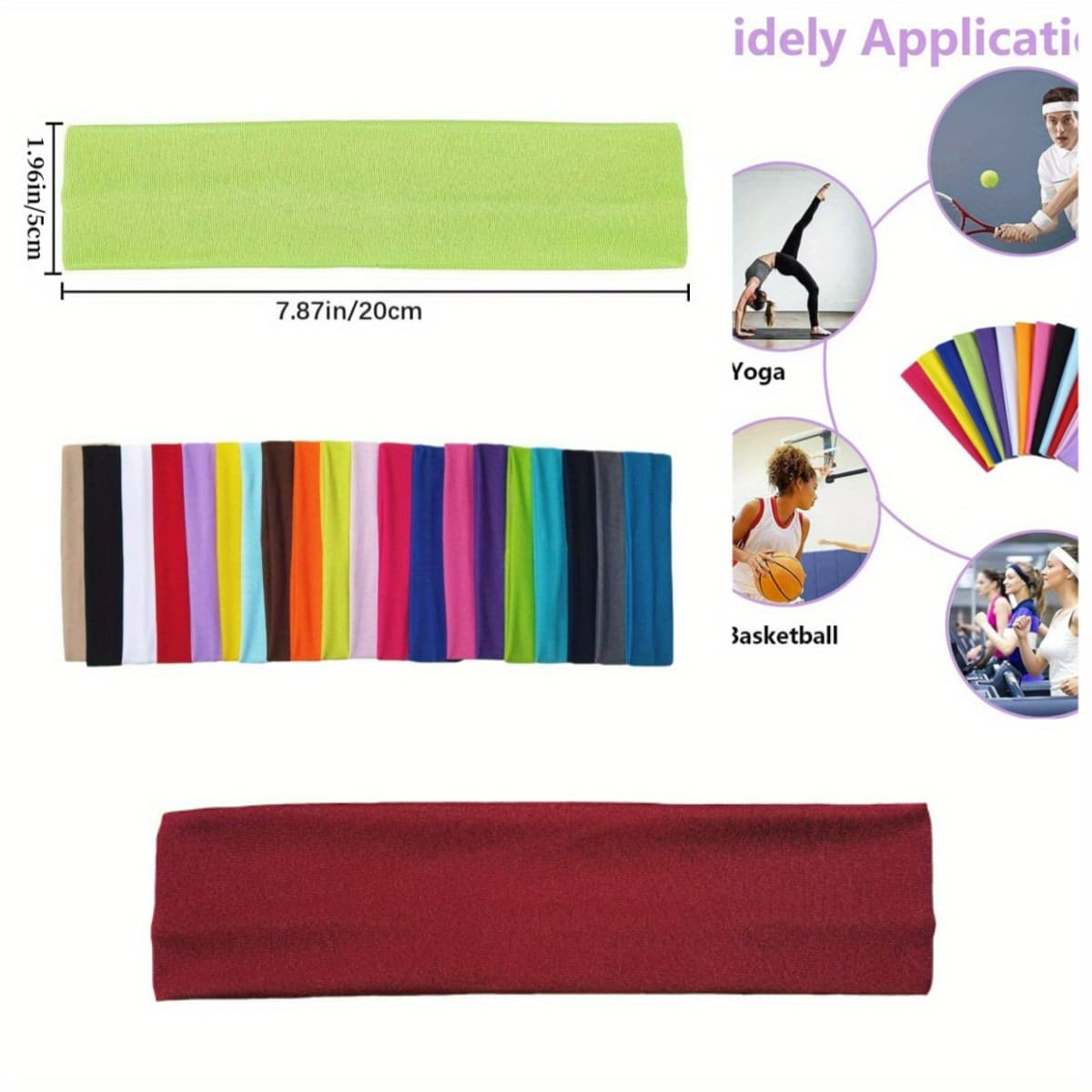 TEMU A Set Of 21 Solid Color Headbands Made From Elastic, Soft, And Sweat-absorbing Material. Wide-edge, Non-slip Headbands Are Perfect For Yoga, Running, And Fitness Activities. Are And Come In 21
