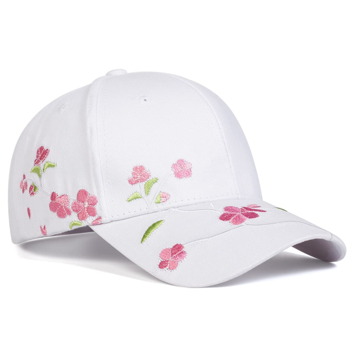 TEMU Ar Women's Adjustable Baseball With Peach Embroidery - Stylish & Casual, Sun-protective For Spring/fall