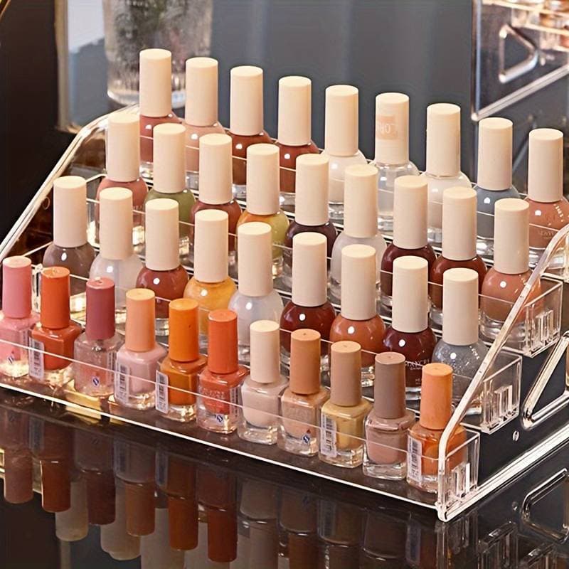 TEMU 4th/ 1pc Acrylic Formaldehyde- Polish Display Stand Organizer For Studio, Gel Polish Holder, Makeup Display Shelf, No Electricity Or Battery Needed