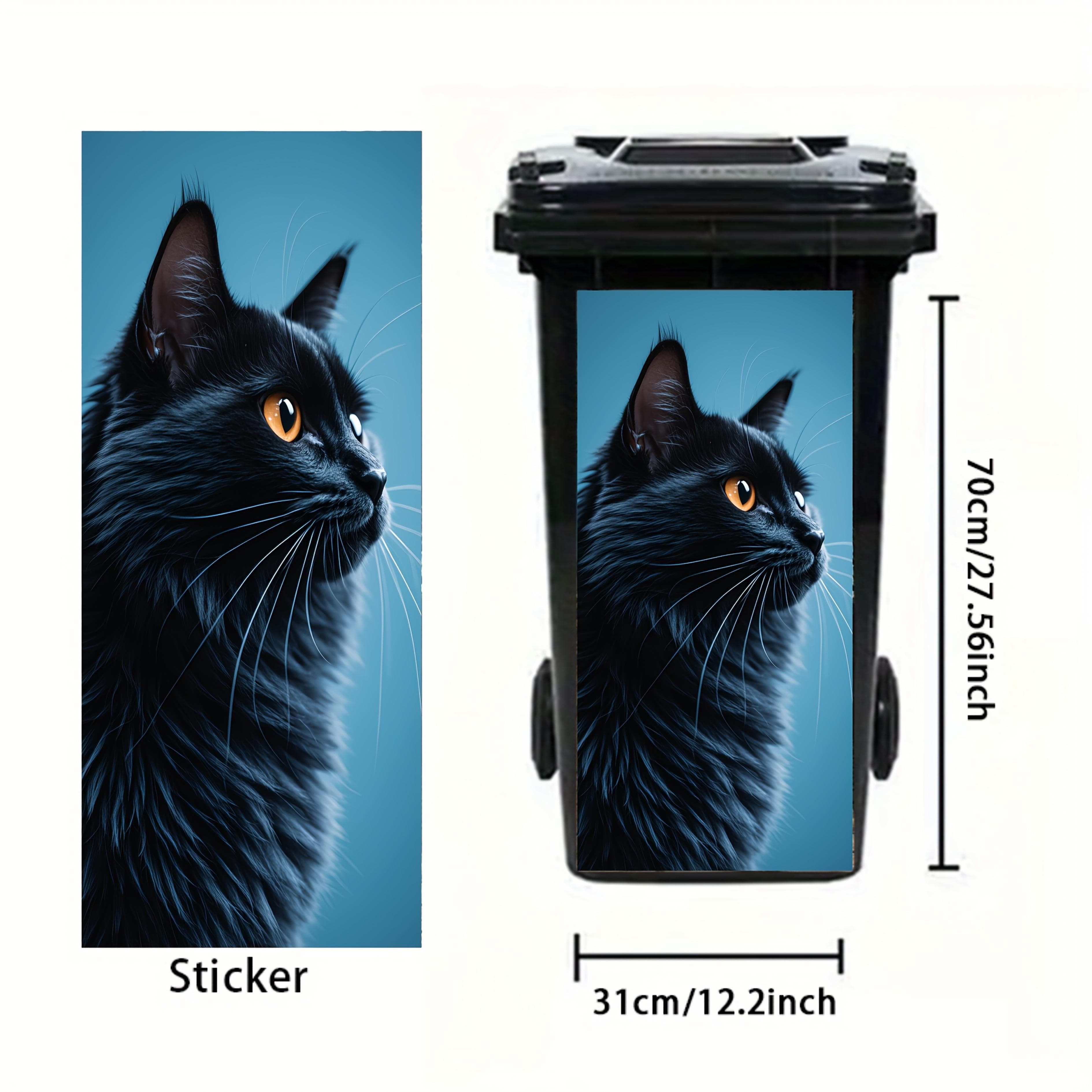 TEMU 1pc Cat Outline Trash Can Sticker- Uv Resistant Pvc, 14.57x 32.28inch, Durable And Fade-resistant, Perfect For Kitchen And Bathroom Wall Decoration, Self-adhesive Decor, Cat Decoration